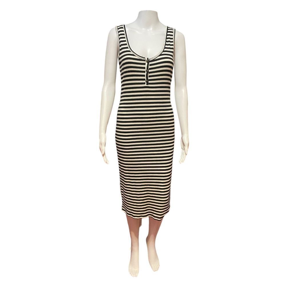 Womens Maxi Back and White Striped Dress SZ L Heart and Hips